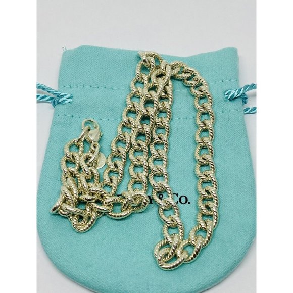 Tiffany Silver Twisted Cable Link Chain Necklace